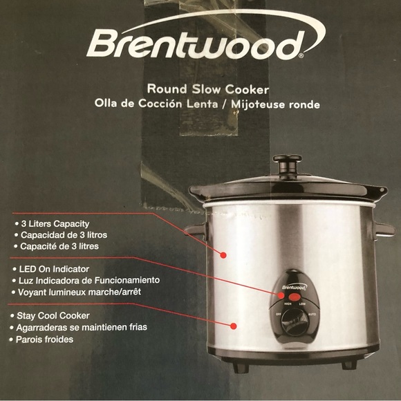 Brentwood Stainless Steel 3 Quart Round Slow Cooker nwt - Picture 2 of 10